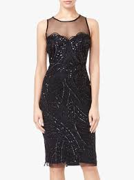 Adrianna Papell Sheer Neckline Beaded Cocktail Dress Black Bodycon Cocktail Dress Elegant Party Dresses Dresses