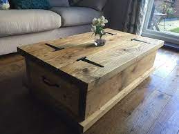 Rustic Chunky Coffee Table Storage Chest Hand Made Solid Oak Finished Pine Country Style Free Pos Rustic Coffee Tables Chest Coffee Table Diy Coffee Table