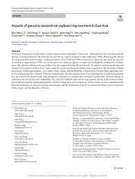 (PDF) Impacts of genomic research on soybean improvement in East Asia