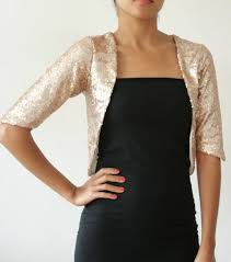 Gold Champagne Sequin Bolero Open Shrug Formal Wedding Or Bridal Party Holiday Classic Simple Bridesmaid Gif Shrug For Dresses Bolero Wedding Bridal Bolero