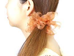 オーガンジーリボンを使用したシュシュの作り方 オーガンジー リボン シュシュ シュシュ 作り方