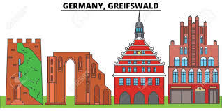 Germany Greifswald City Skyline Architecture Buildings Streets Silhouette Landscape Panorama Landmarks Icons Editab Desenho De Cidade Cidade Desenho