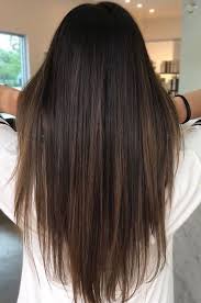 Once hair is darkened, it's time to have some fun adding the white streaks. Brunette Balayage Straight Hair Brown Highlights Long Hair Straight Hairstyles Long Hair Styles Hair Styles