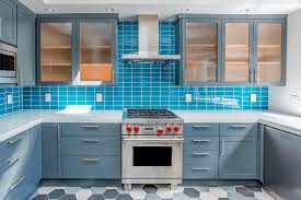 blue kitchen and blue kitchen cabinets