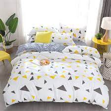 fansu housse de couettes 1 personnes parure de lit 4 pieces microfibre modele de a pois triangle housse de couette ado housse de couette ensembles de literie