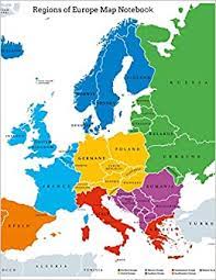 The map shows the european continent with european union member states, new member states of the european union since 2004, 2007, and 2013, member states of european free trade association (efta), and the location of country capitals and major european cities. Amazon Regions Of Europe Map Notebook Wide Ruled Notebook Full Size At 8 5 X 11 Inches With Conversion Charts On The Back Cover Designs Dallas Occult