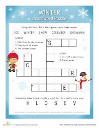 Winter Crossword Easy Worksheet Education Com Word Puzzles For Kids Printable Crossword Puzzles Crossword Puzzle