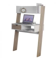 Metal hardware in a gunmetal finish. Ladder Desk With Drawer White Oak Table