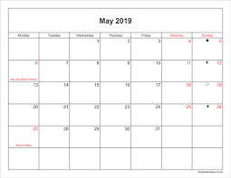 Free printable may 2021 calendar templates. May 2019 Calendar Holidays Uk Printable Notes Templates Calendar 2019 Template Monthly Calendar Template