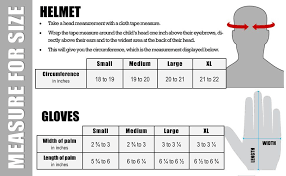 motorcycle helmet size chart for youth helmets from typhoon