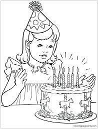 4 4 4 coloring page. A Little Girl With Her Birthday Cake Coloring Pages Happy Birthday Coloring Pages Coloring Pages For Kids And Adults
