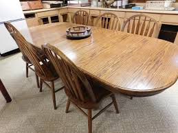 Beautiful contemporary/danish/ mid century modern storage cabinet, dining room buffet of solid oak with glass doors and side panels. 8 Pcs Oak Dining Room Set W 6 Chairs China Cabinet Reeds Auction Company