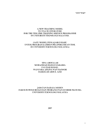 1 juta ringgit malaysia masih diperlukan untuk membangunkan bangunan sekolah srai kulim yang baharu. Pdf A New Teaching Model To Teach Literature For The Tesl Pre Training Service Programme