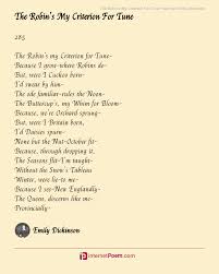 The Robin S My Criterion For Tune Poem By Emily Dickinson Emily Dickinson Poems Happy Poems Family Poems