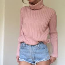 Esprit Baby Pink Ribbed Turtleneck Sweater Vintage Roll Neck Sweater In The Ribbed Turtleneck Sweater Turtle Neck Baby Pink Sweater