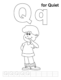 Q For Quiet Coloring Page With Handwriting Practice Kids Handwriting Practice Abc Coloring Coloring Pages