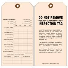 The checking can also take place, if necessary, during installation. Tags 4 Less Custom Fire Sprinkler Inspection Tags Maintenance Record Tag Quarterly Yearly Monthly 100 Per Order Choose Color On Customization 3 3 4 X 7 1 2 Amazon Com Industrial Scientific