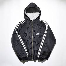 Adidas Black And White Jacket Mens Vintage Adidas Reversible Hooded Jacket 80s 90s Fashion Outfits Retro Streetwear Windbreaker Vintage Adidas 90s Fashion Outfits 80s And 90s Fashion