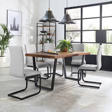 Dining chairs with plenty of comfort and style. Addison Industrial Oak Dining Table With 4 Perth Light Grey Leather Chairs Furniture And Choice
