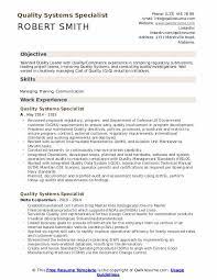 Quality Systems Specialist Resume Samples Qwikresume