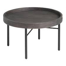 Round Distressed Wood Tray Top Diya Coffee Table World Market Madeira Desgastada Bandeja De Madeira
