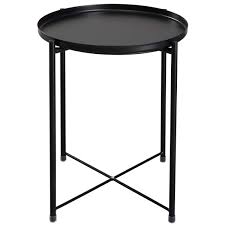 This hand crafted painted wood with protective glass makes it a great surface for serving up your favorite beverage or displaying objects and decor. Hollyhome Tray Metal End Table Sofa Table Small Round Side Tables Anti Rust And Waterproof Outdoor Indoor Snack Table Accent Coffee Table H 20 28 X D 16 38 Black Buy Online In Bahamas At Bahamas Desertcart Com