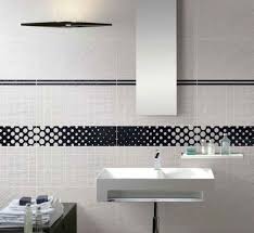 You can also match a backsplash on the bathroom vanity to the tile in your shower. Bathroom Black And White Bathroom Border Tiles Implementing A Black And White
