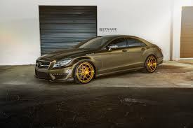 Exceptional Color Combination Detected Olive Matte Mercedes Cls Class With Gold Wheels Mercedes Amg Amg Car Mercedes Cls