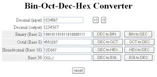 A Binary Octal Decimal Hexadecimal Base36 Converter
