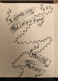 I Solemnly Swear That I Am Up To No Good Drawing Inside Of Homemade Marauders Map Harry Potter Birthday Card Harry Potter Birthday Cards Harry Potter Birthday Card Funny Harry Potter Cards