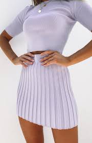 2 piece set, ribbed material, midi skirt, knitted style: Forgiven Knit Skirt Lilac Beginning Boutique