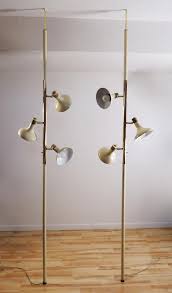 Set Of 2 Mcm Era Floor To Ceiling Tension Pole Lamps Brass Etsy Pole Lamps Lamp Ceiling