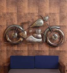 These canvas wall art paintings are available in different designs like abstract designs, sceneries and so on. Buy Wrought Iron Harley Davidson Bike In Multicolor Wall Art By Vedas Online Automobile Metal Art Metal Wall Art Home Decor Pepperfry Product
