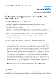 We would like to show you a description here but the site won't allow us. Developing A Green Supplier Selection Model By Using The Danp With Vikor Topic Of Research Paper In Earth And Related Environmental Sciences Download Scholarly Article Pdf And Read For Free On