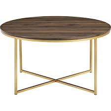 Walker Edison Af36alctdwg Mid Century Modern Coffee Table Dark Walnut Gold Walnut Coffee Table Round Coffee Table Buy Coffee Table