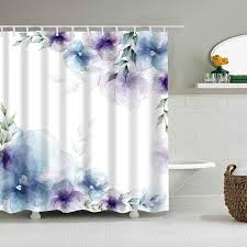 Amazon Com Broshan Watercolor Flower Bath Decor Shower Curtain Spring Retro Purple And Blue Flower Flower Shower Curtain Fabric Shower Curtains Flower Shower