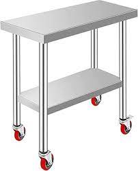 Metal kitchen tables ukg workforce kronos. Amazon Com Mophorn 30x12x34 Inch Stainless Steel Work Table 3 Stage Adjustable Shelf With 4 Wheels Heavy Duty Commercial Food Prep Worktable With Brake For Kitchen Prep Work Industrial Scientific