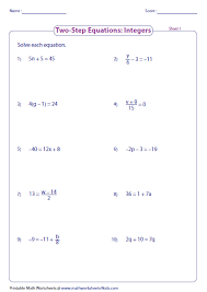 Create your own worksheets like this one with infinite algebra 1. Two Step Equations Integers Two Step Equations Multi Step Equations Worksheets One Step Equations