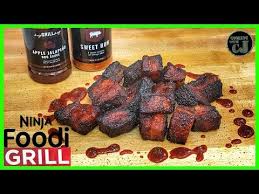 Sweet grilled pork season pork with salt and pepper. Ninja Foodi Grill Pork Belly Burnt Ends Meat Candy Ninja Foodi Grill Recipes Youtube Pork Belly Burnt Ends Grilled Pork Belly Recipe Grilled Pork