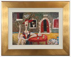 Franco anselmi born 1950, italian untitled (owls and pussycat) franco anselmi (italian 1950) l'ora del cocktail 2005 oil on board auction houses selling work by franco anselmi Lethbridge Gallery