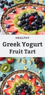No Bake Greek Yogurt Fruit Tart With Superfood Crust Recipe Healthy Fruit Tart Recipe Healthy Desserts Easy Fruit Tart Recipe Easy