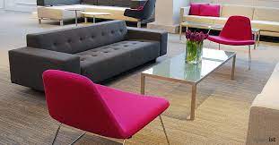 46 Grey Sofa With Buttoned Seat Spaceist Reception Sofa Office Reception Seating Office Reception Furniture