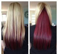 Platinum blonde hair color is blonde hair that is reduced of its bright pigment into a shade that is cooler like ash, silver, metallic, and pearl. Blonde On Top Red Underneath Awesome Long Straight Hair With Blonde On Top And Red Underneath When