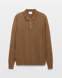 Jersey cuello polo lavable 100% lana merino de hombre