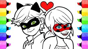 Las aventuras de ladybug dibujosparacolorear eu. Miraculous Ladybug Coloring Pages How To Draw And Color Ladybug And Adrien Cat Noir Coloring Book Youtube