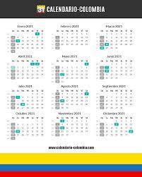 Conozca aquí los días que serán festivos 2021 en colombia. Calendario 2021 Colombia