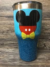 The Love For Disney Mickey Mouse And Minnie Mouse Customize This Beautiful Cup With Your Name Please I Yeti Cup Designs Glitter Tumbler Glitter Tumbler Cups