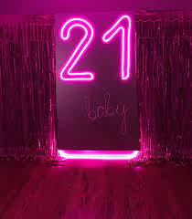 21 Baby Birthday Neon Sign 21st Birthday Themes 18th Birthday Party Birthday Party 21