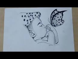 Find images of pencil drawing. Pencil Drawing Of Cute Baby With Butterfly Baby Drawing Butterfly Drawing Youtube