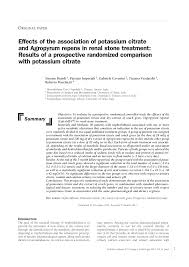 Pdf Effects Of The Association Of Potassium Citrate And Agropyrum Repens In Renal Stone Treatment Results Of A Prospective Randomized Comparison With Potassium Citrate